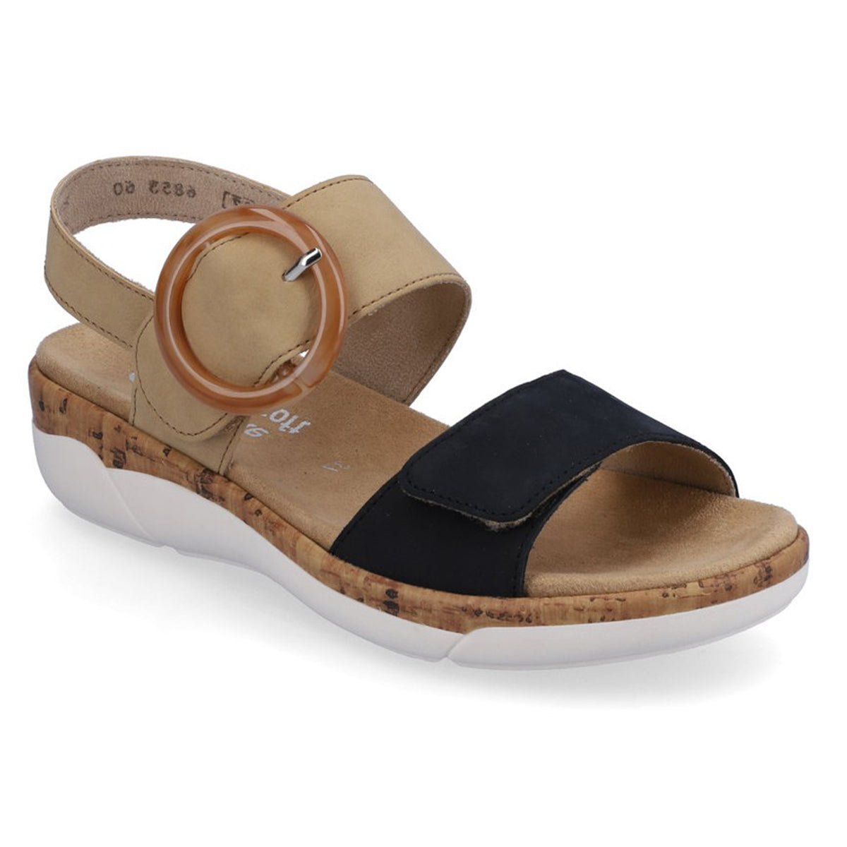 Remonte R6853 Women's Strap Sandals, double strap sandals with buckle and velcro closure for easy on and off. Slight Wedge, Style #R6853-60