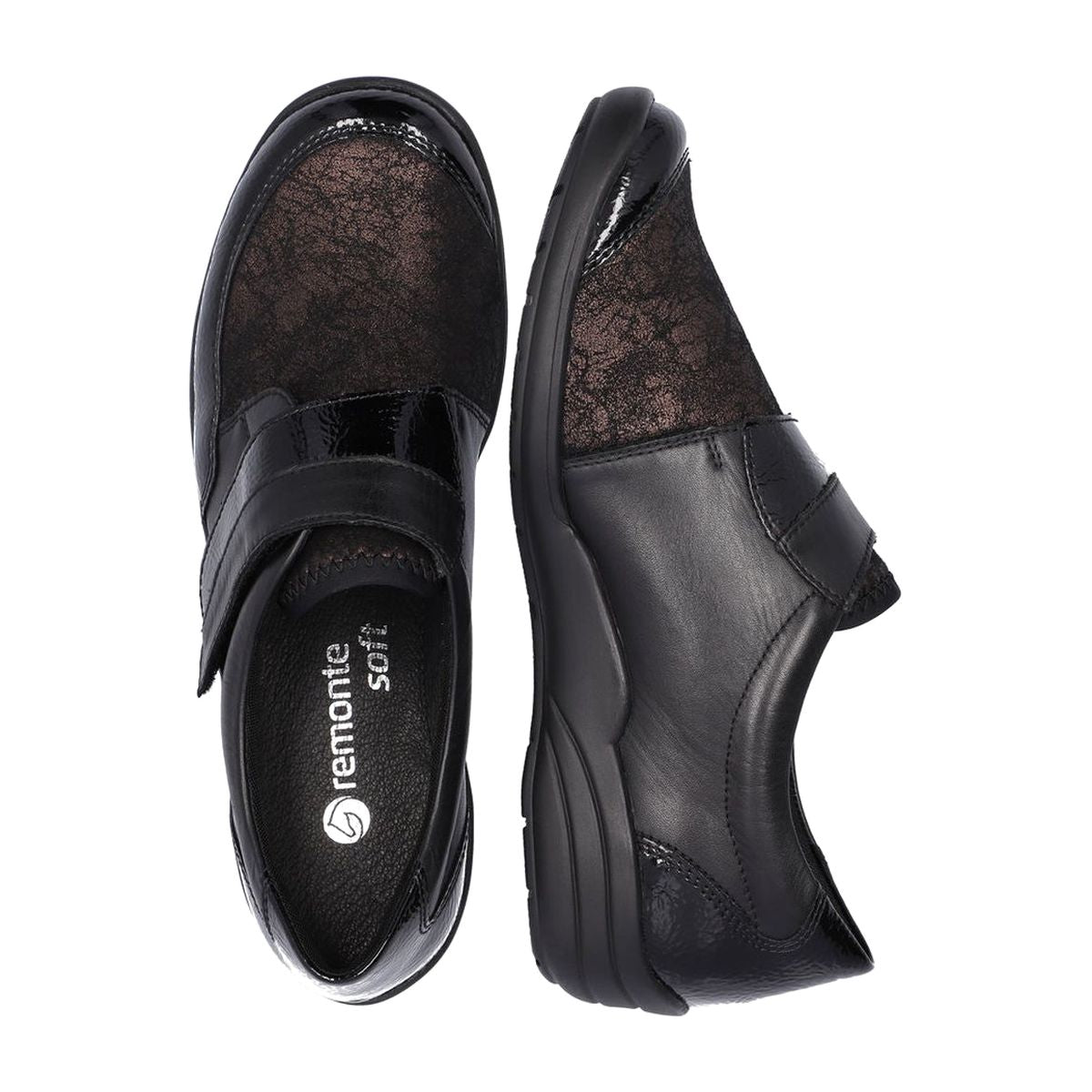 Remonte R7600 Women's Slip On Shoe in Black Patent