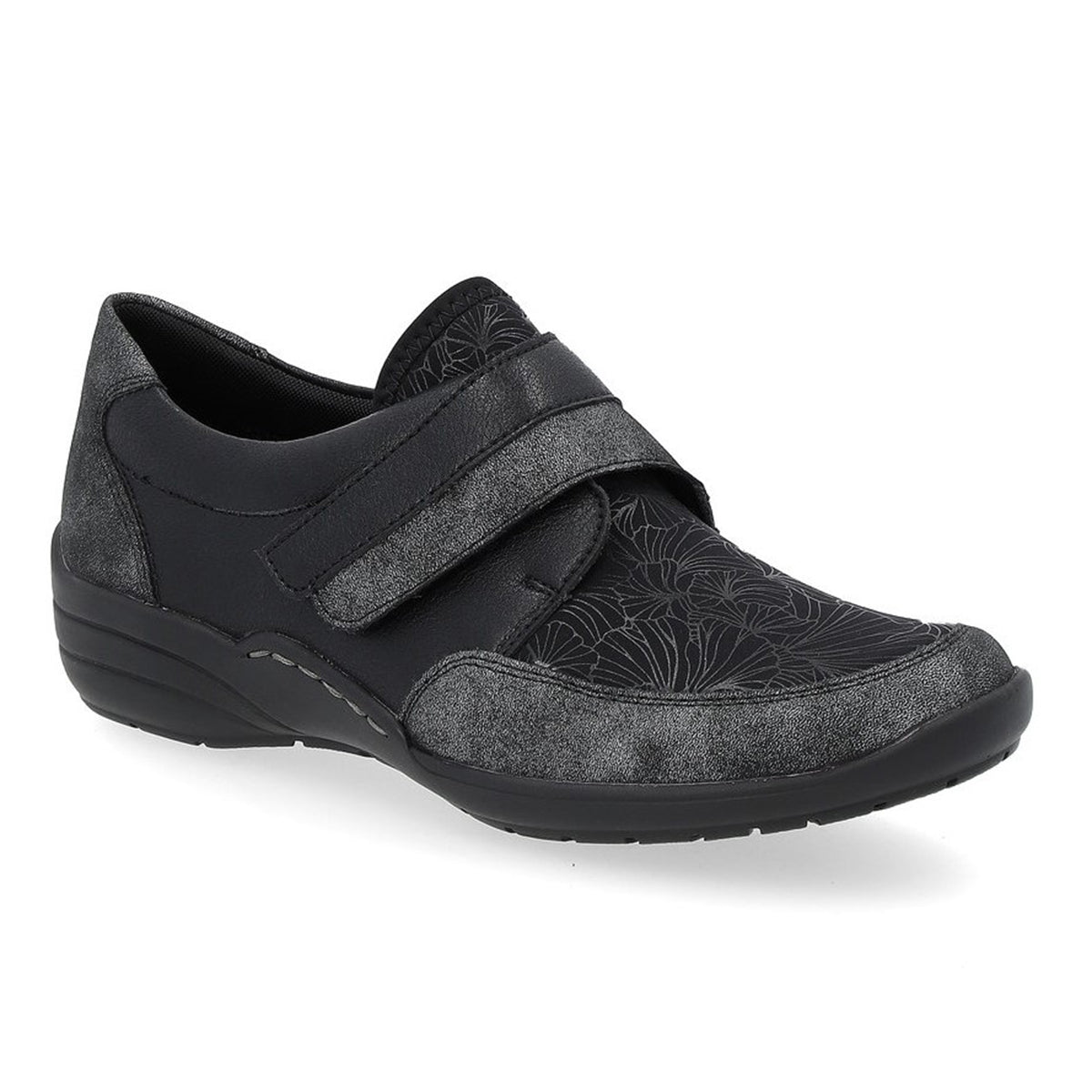 Remonte R7600 Women's Slip On Shoe, flower pattern shoes with velcro closure strap. all day comfort walking shoes. Style #R7600‑05