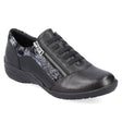 Remonte D7679 Women's Lace Zip Shoe, patterned leather shoes with elastic for comfortable secure fit and side zipper. Style #R7679-01