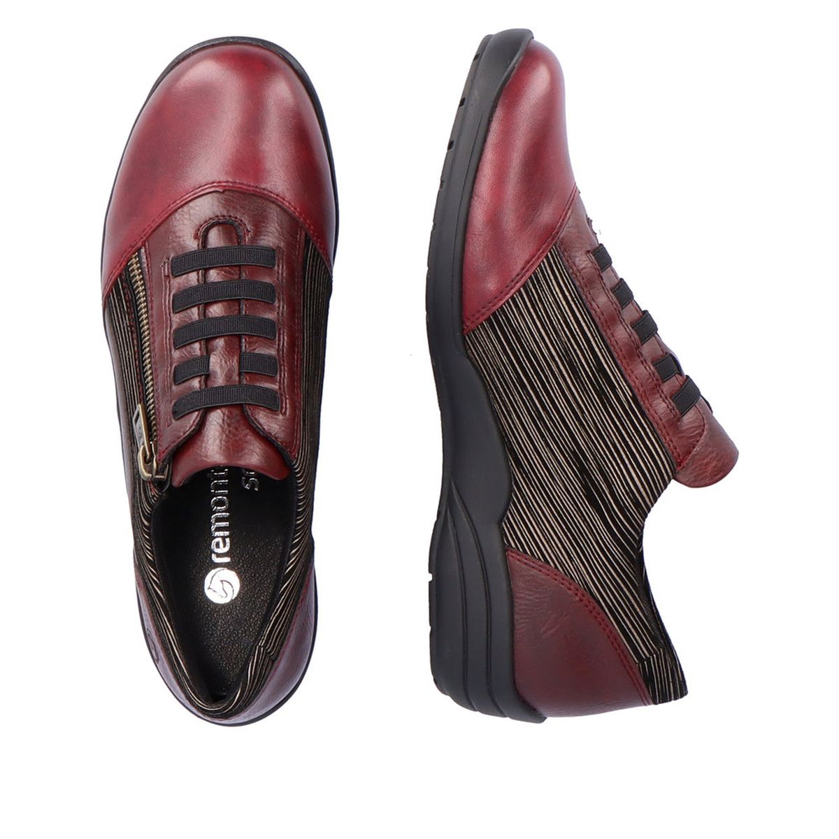Remonte D7679 Women's Lace Zip Shoe in Vino