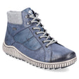 Remonte R8276 Women's Lace Up Boots, blue leather winter boots, insulated for all day comfort, decorative stitching and lace up closure. Style #R8276-01
