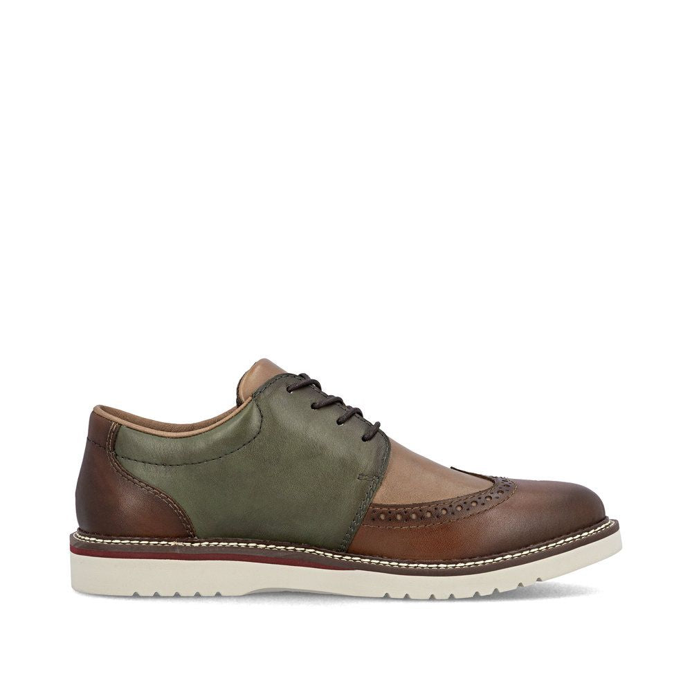 Rieker 04504 Men's Lace Up Wide Shoe in Brown Combination