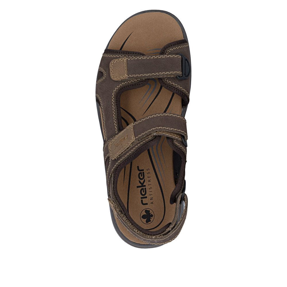 Rieker 26450 Men's Real Leather Sandals in Brown