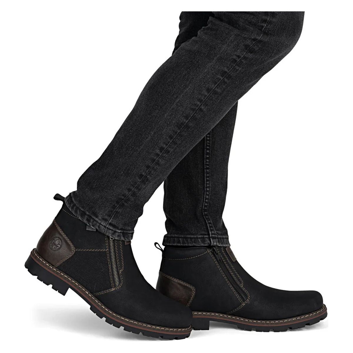 Rieker 37770 Men's Zip Up Ankle Boot in Black
