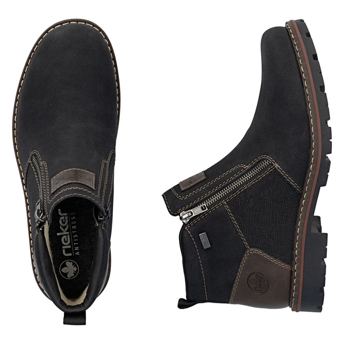 Rieker 37770 Men's Zip Up Ankle Boot in Black