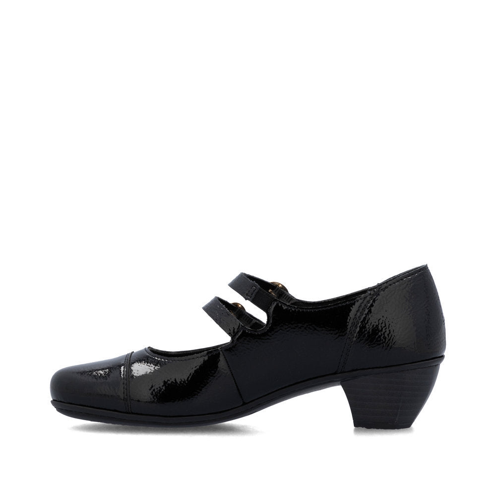 Rieker 41758 Women's Dress Block Heel in Patent Black