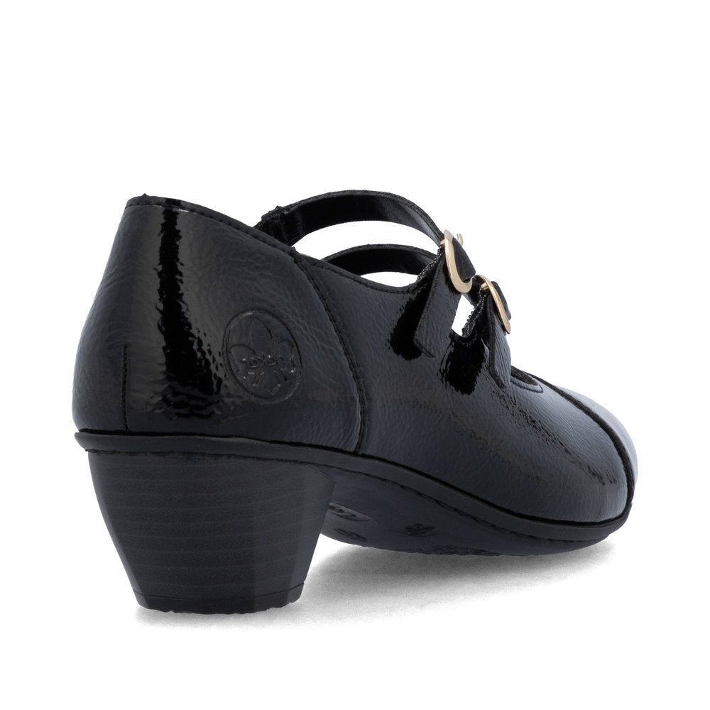 Rieker 41758 Women's Dress Block Heel in Patent Black