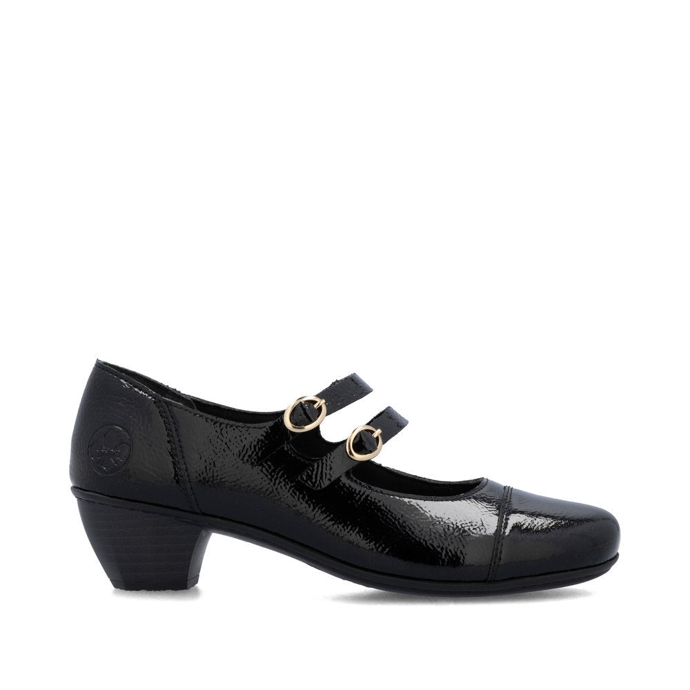 Rieker 41758 Women's Dress Block Heel in Patent Black