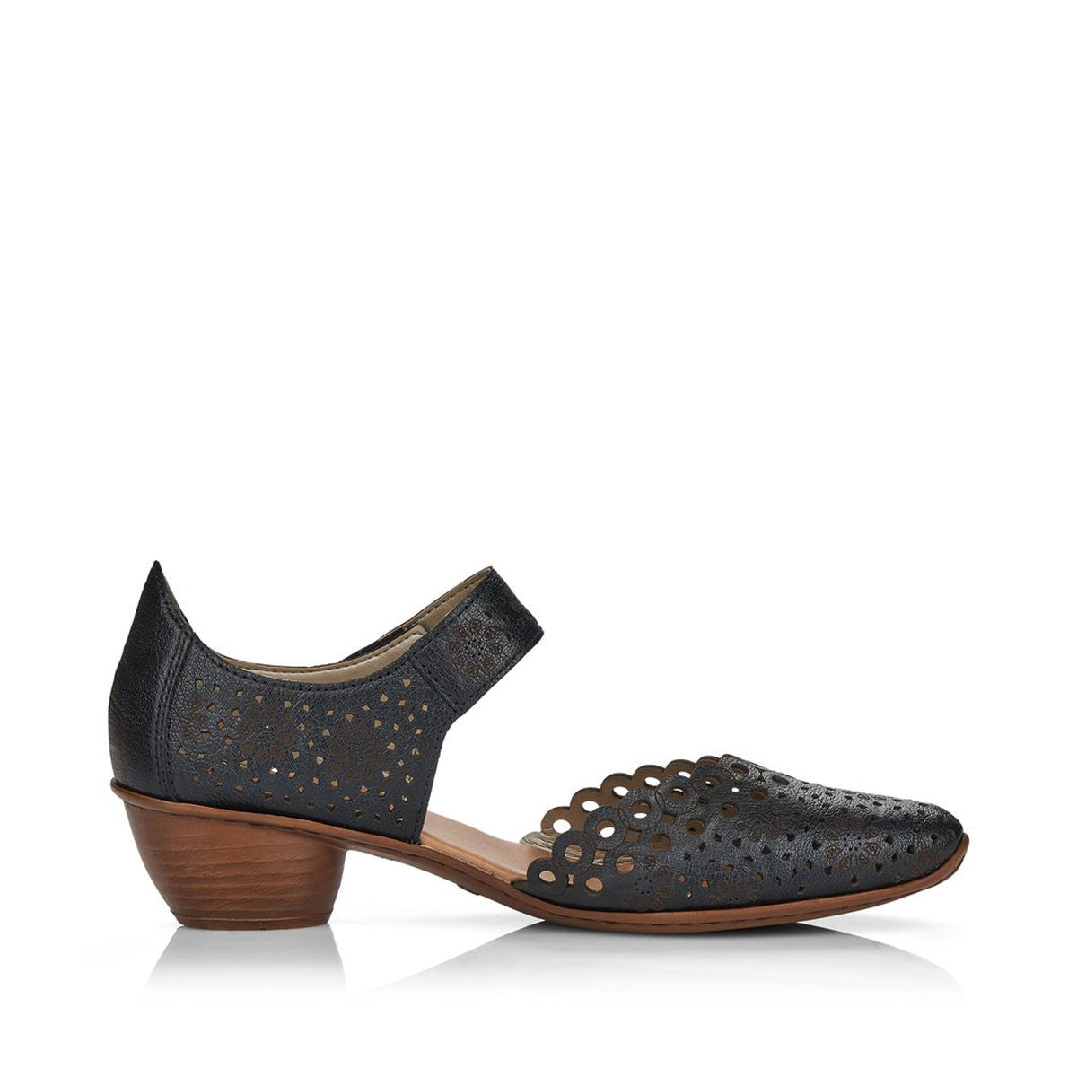 Rieker 43753-00 Women’s Alula Leather Strap Summer Shoes Black