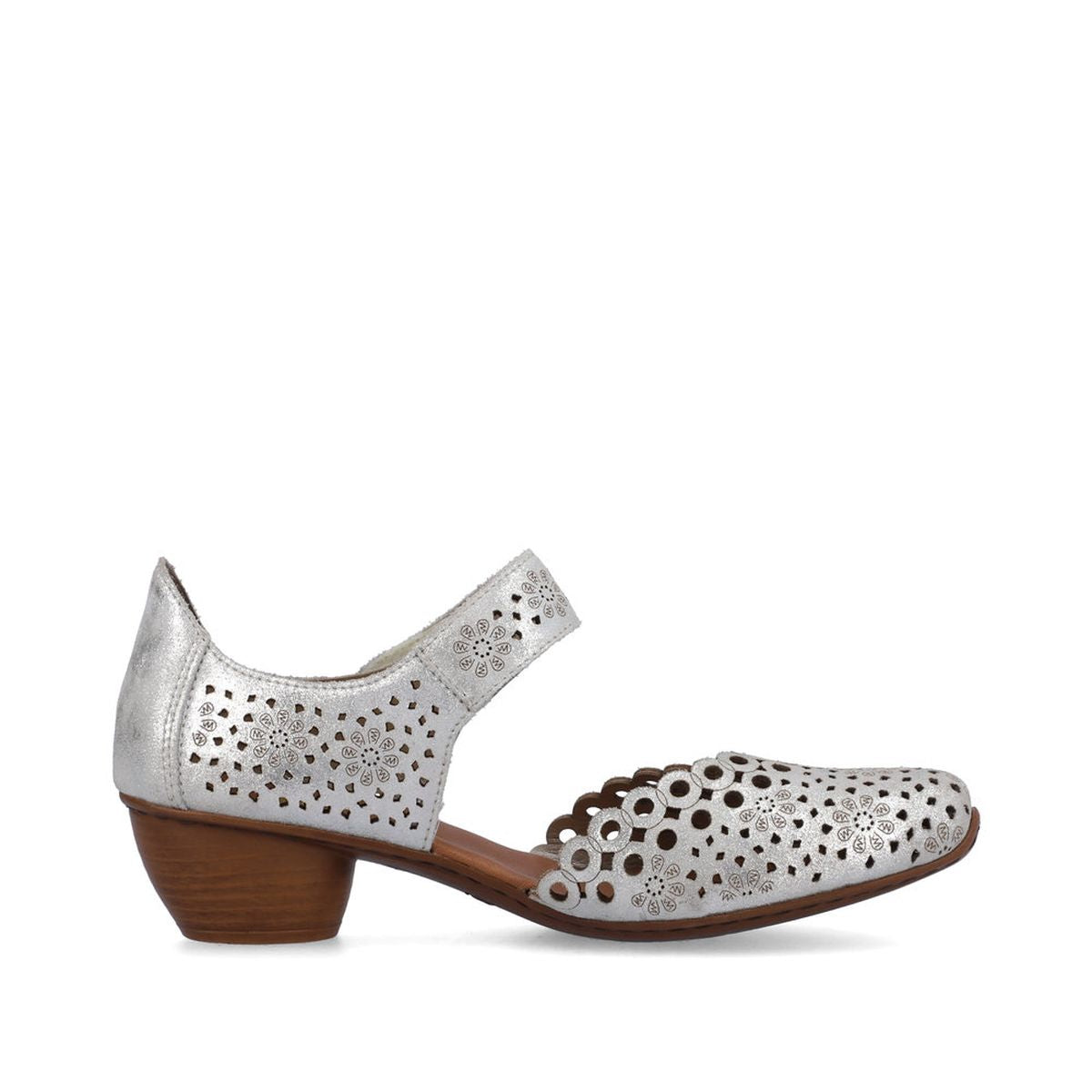 Rieker 43753-90 Women’s Alula Leather Strap Summer Shoes Silver