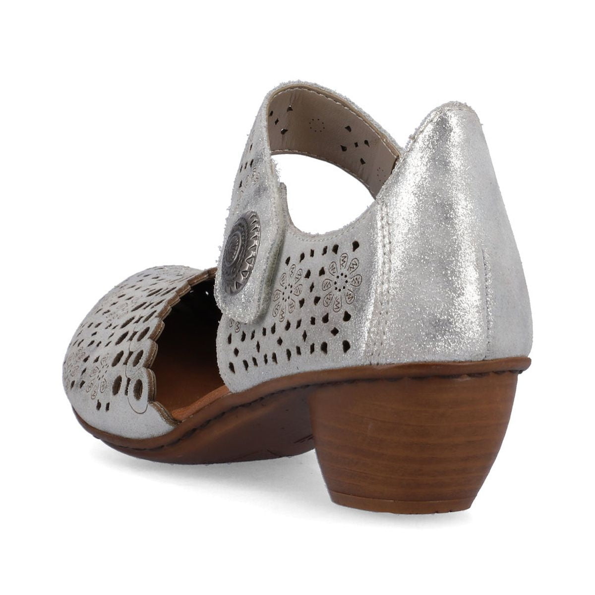 Rieker 43753-90 Women’s Alula Leather Strap Summer Shoes Silver