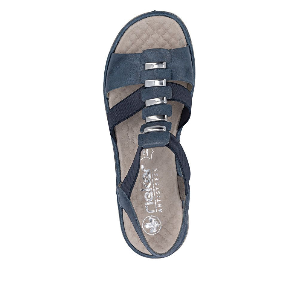 Rieker 60452 Women's Real Leather Sandals in Blue