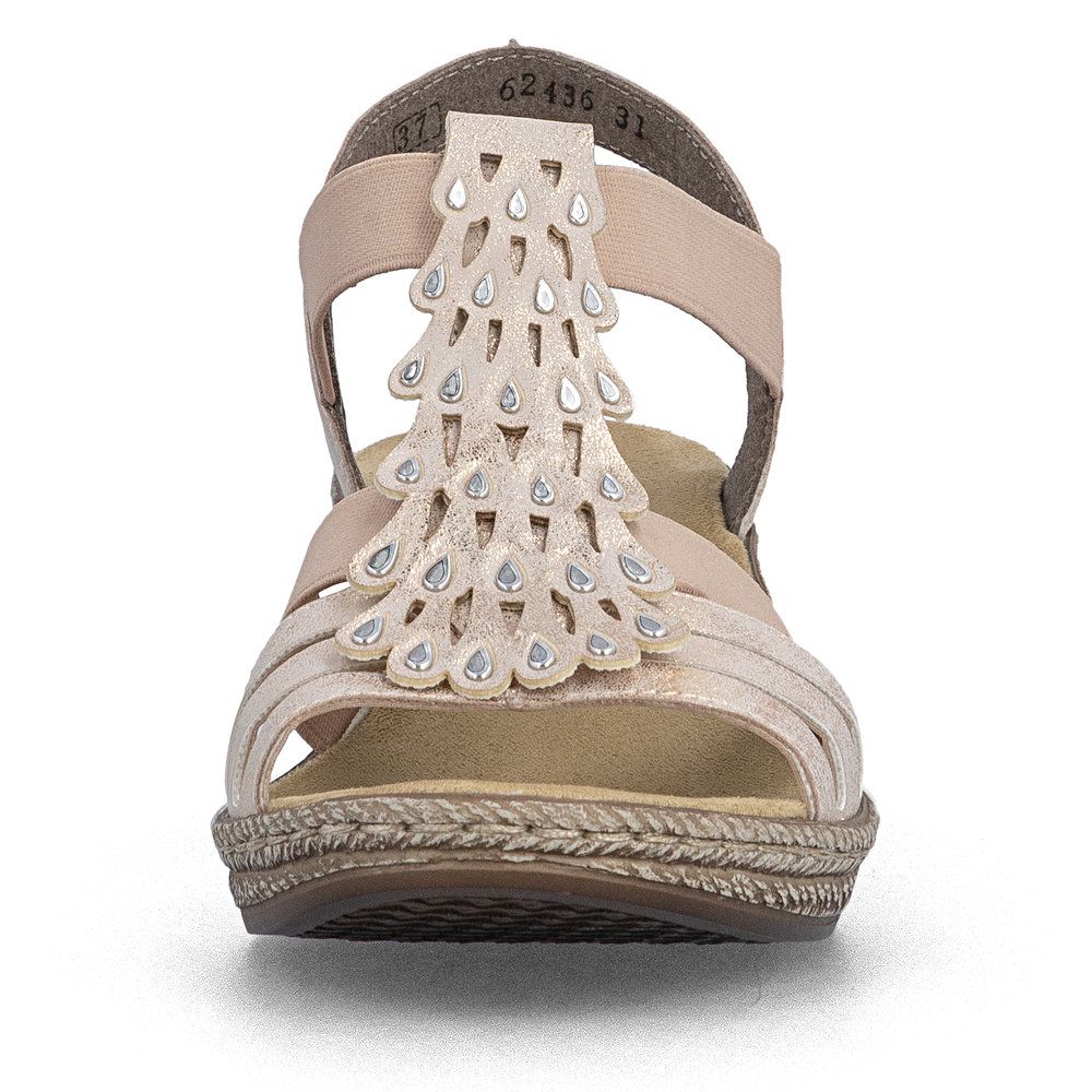 Rieker 62436 Women's Wedge Sandals in Rose Gold