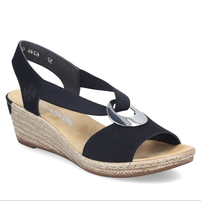 Rieker Classic wedge with easy slip on with a perfect elastic fit style# 624H6-00c