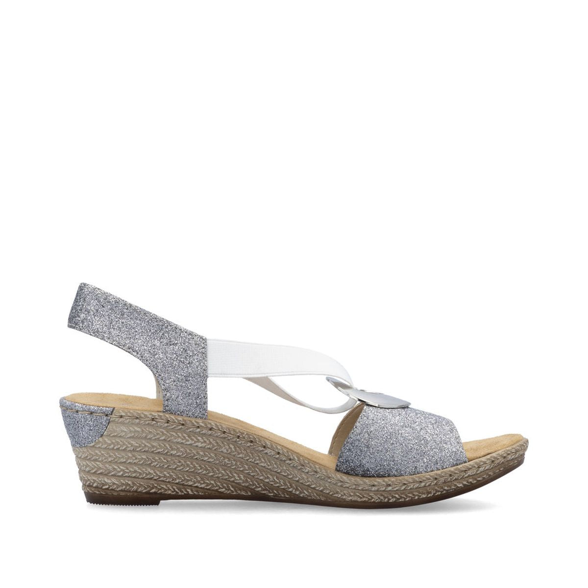 Rieker 624H6-92 Wedge Sandals in Old Silver