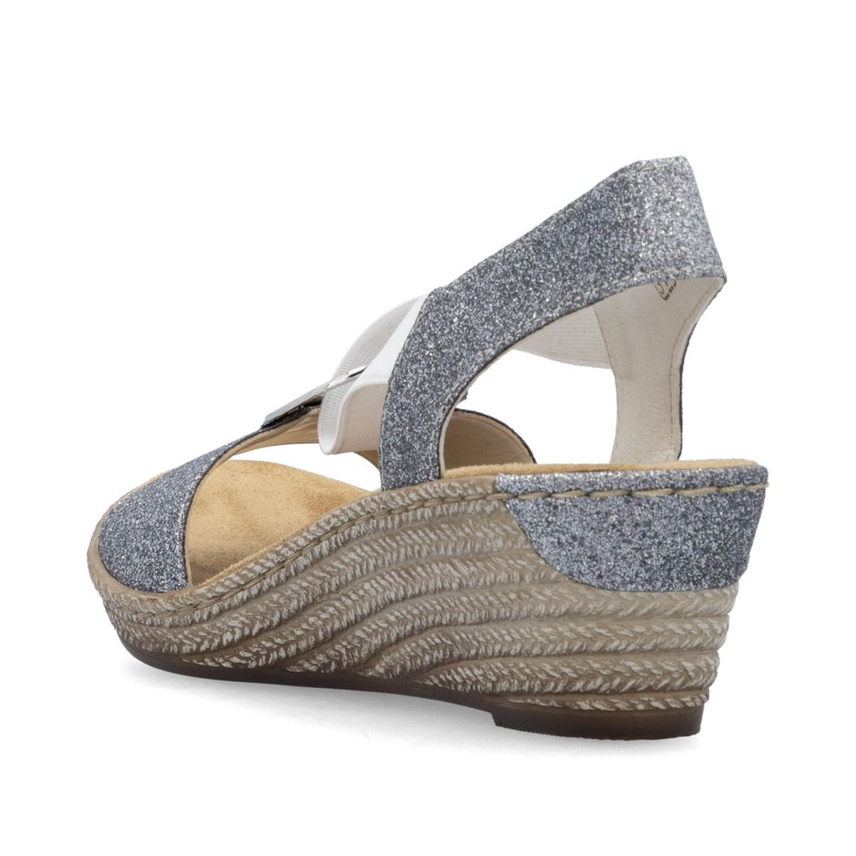 Rieker 624H6-92 Wedge Sandals in Old Silver
