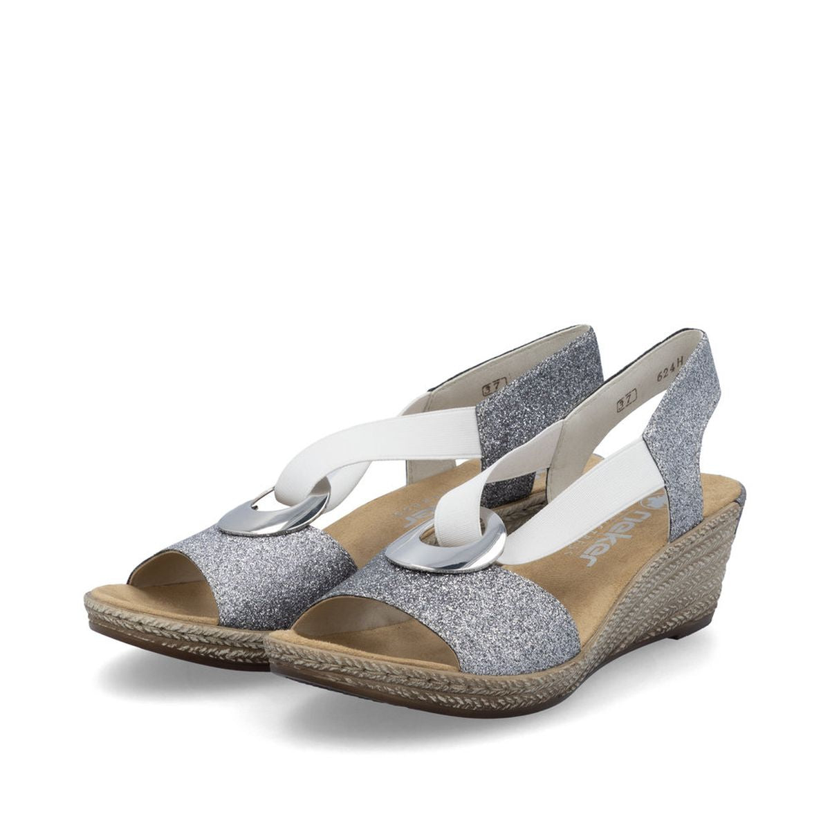 Rieker 624H6-92 Wedge Sandals in Old Silver