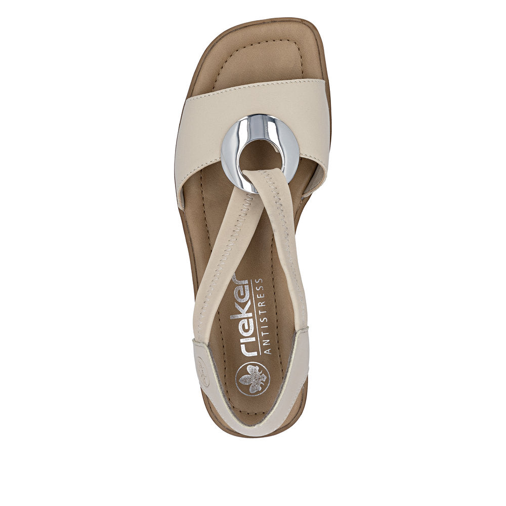 Rieker 62662 Women's Block Heel Sandals – Beige