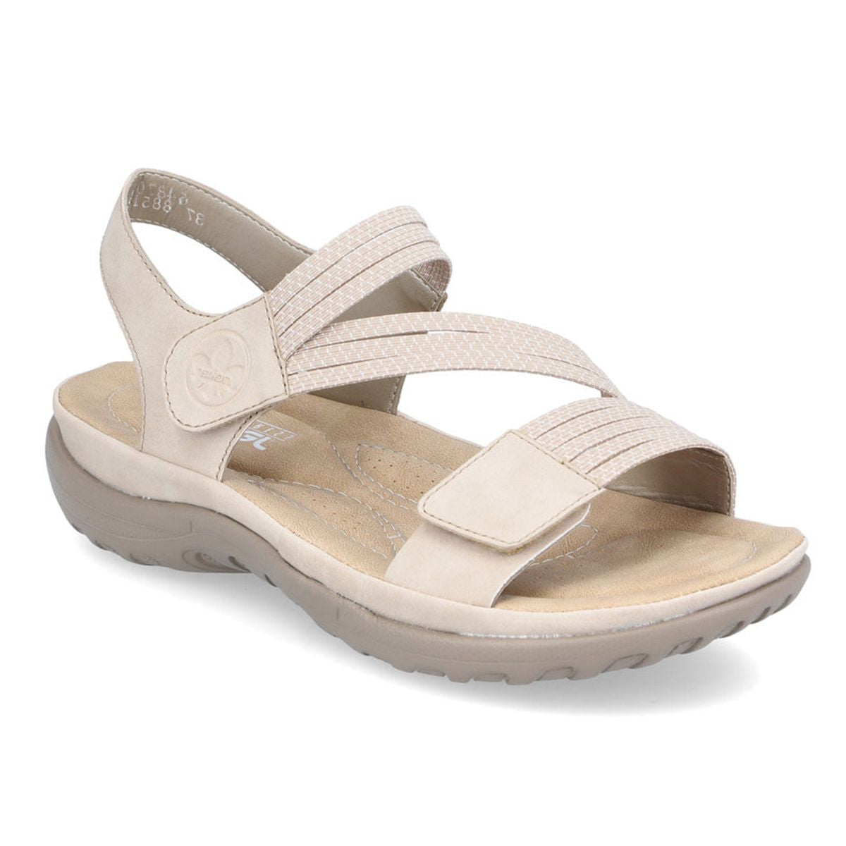 Rieker 64870 women’s Velcro sandal in Ginger with cushioned footbed, adjustable straps, and lightweight sole – available at Walking on a Cloud Canada.