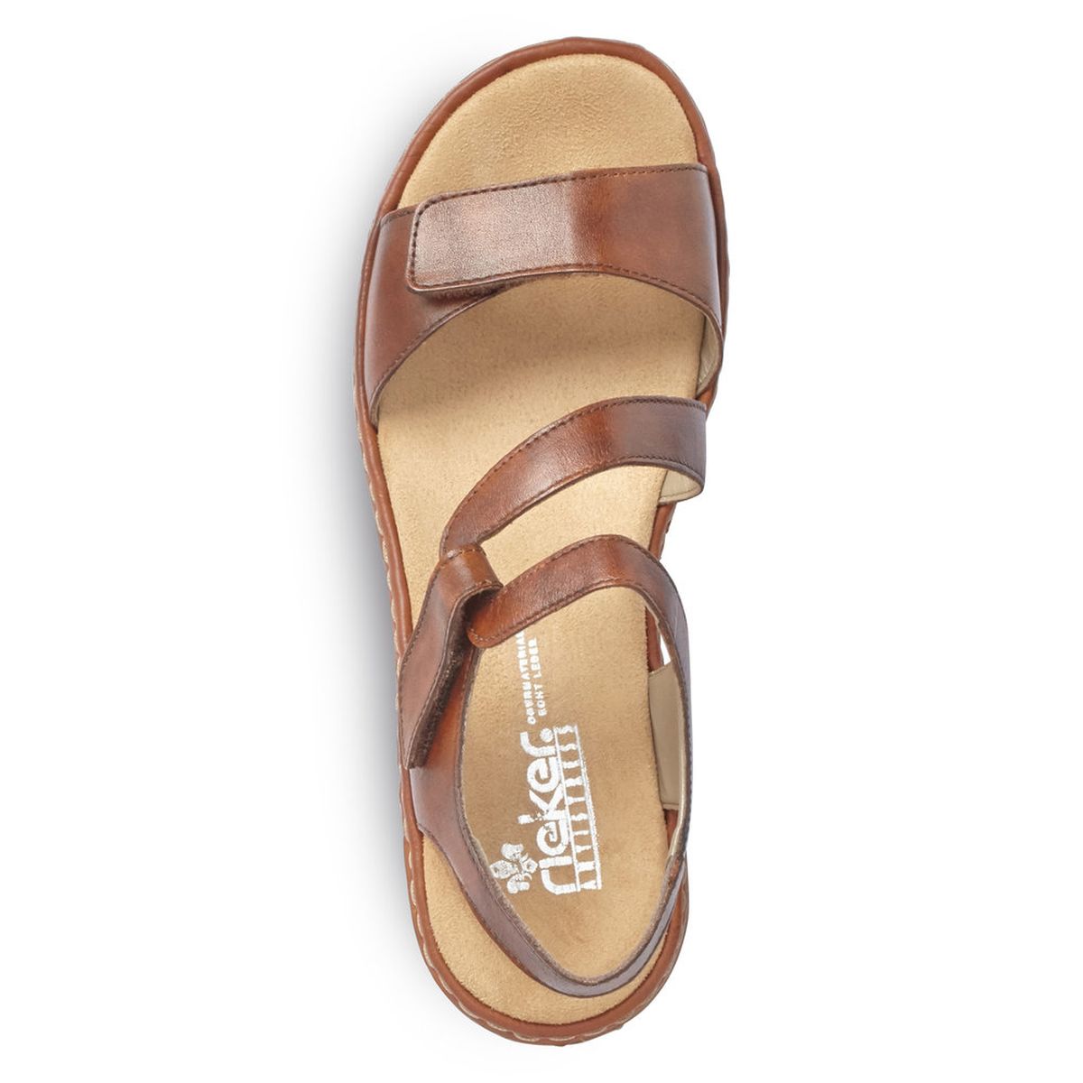 Rieker 659C7-24 Velcro Strap Sandals in Tan
