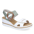 Rieker 67476-81 on trend white/mint wedge sandals – side view