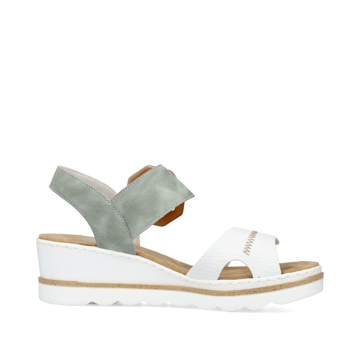 Rieker 67476-81 Women’s White/Mint Wedge Sandals – Lightweight Summer Comfort