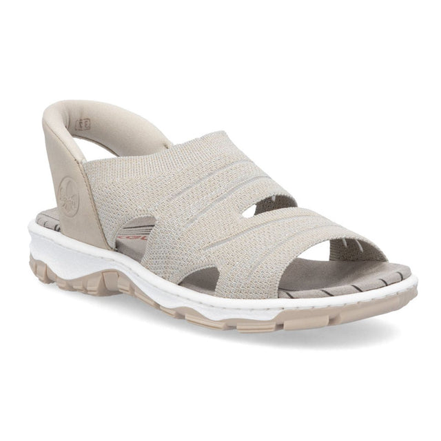 Rieker 68895-64 Women’s Slip on Sporty Knit Sandals in Stone