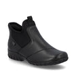 Rieker L4677 Ready2GO black women’s ankle boot with elastic collar. Hands free step in styling.
