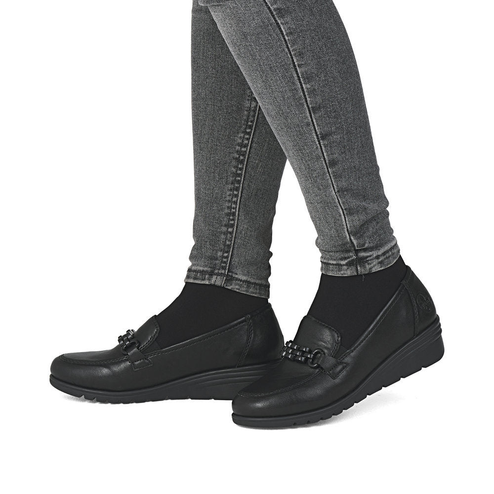 Rieker L5361 Dress Slip On Loafer in Black