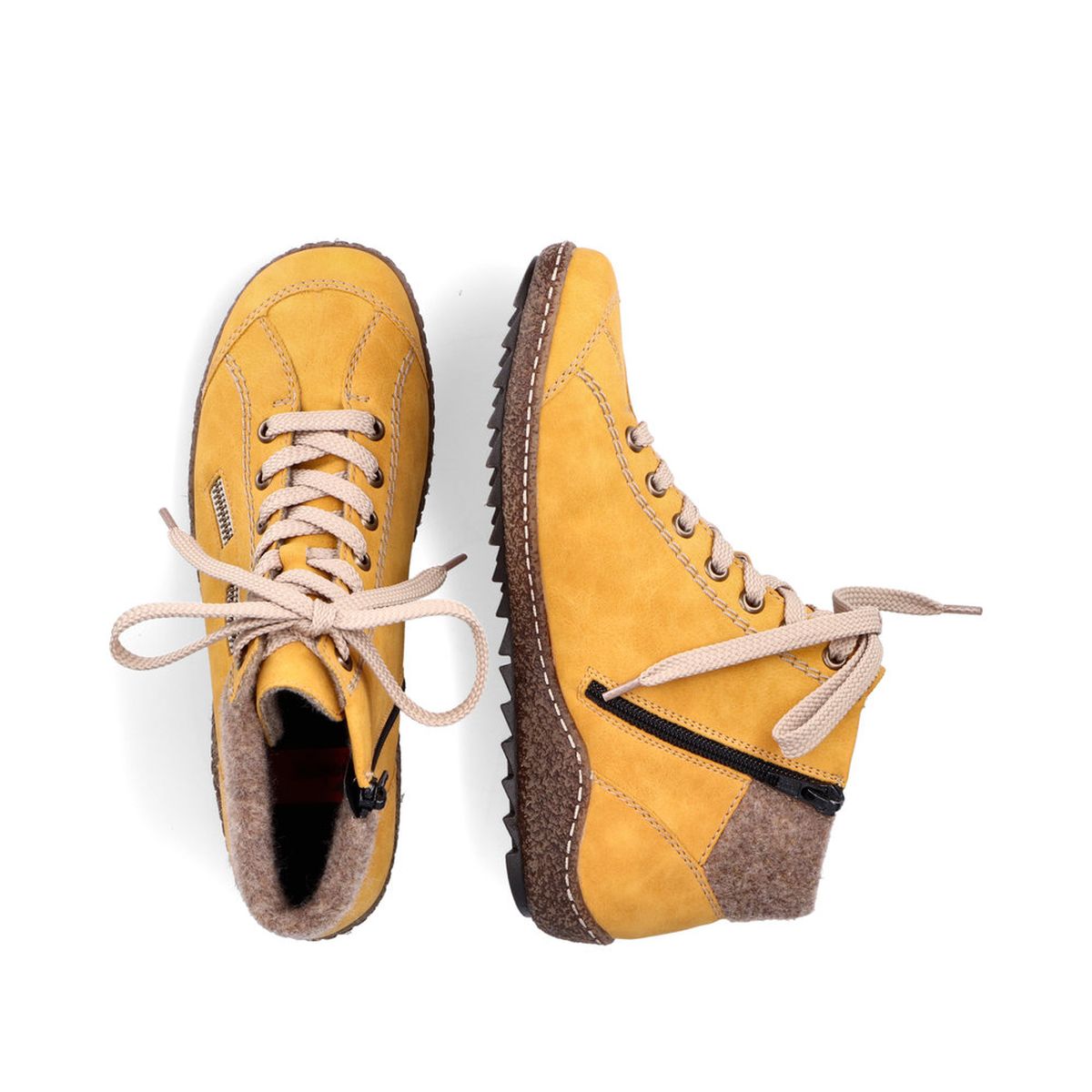 Rieker L7543 Women's Zip Up Boots in Yellow