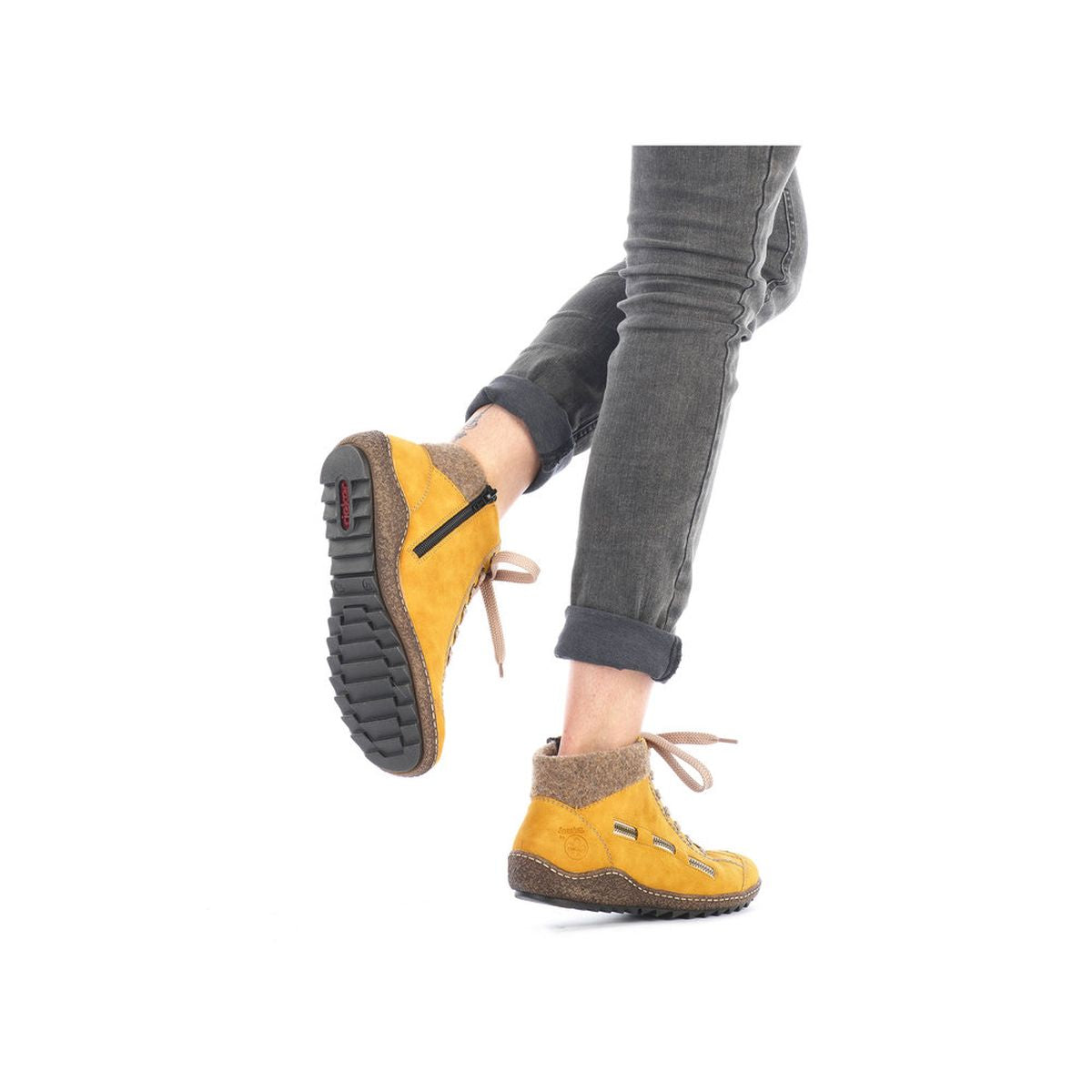 Rieker L7543 Women's Zip Up Boots in Yellow