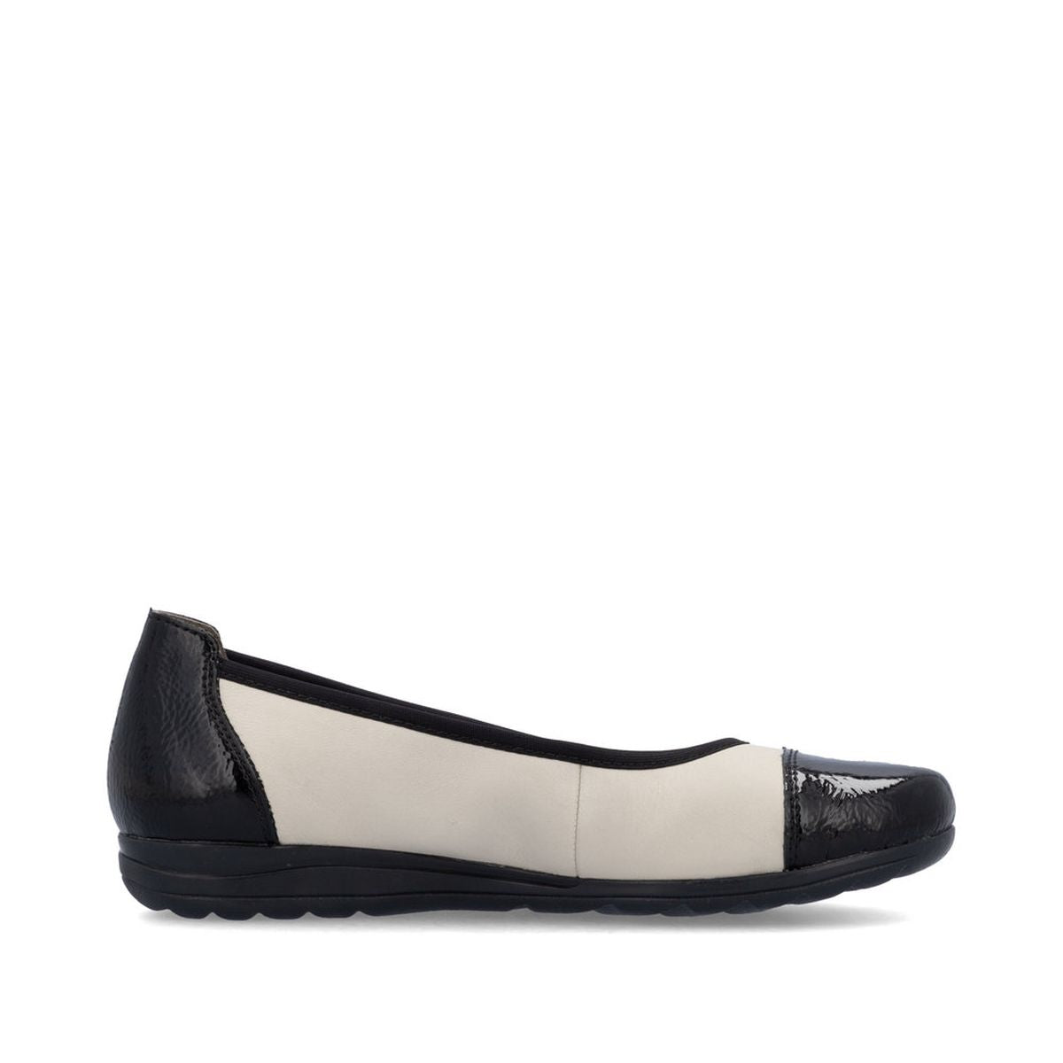 Rieker L9351-80 Women's Two Tone Ballerina Largo Black/Cream
