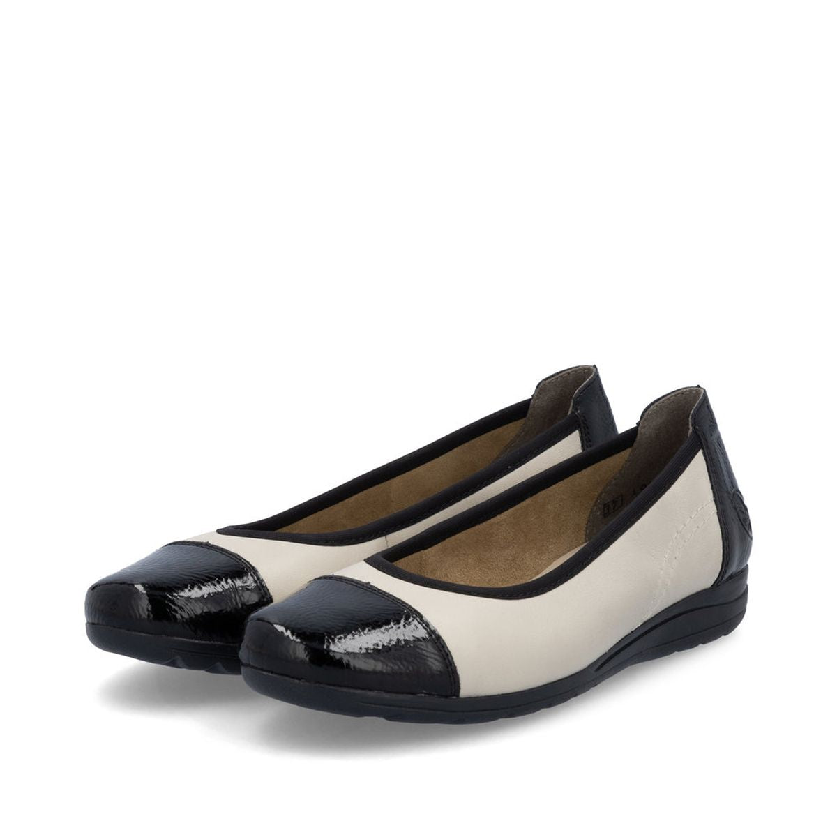 Rieker L9351-80 Women's Two Tone Ballerina Largo Black/Cream