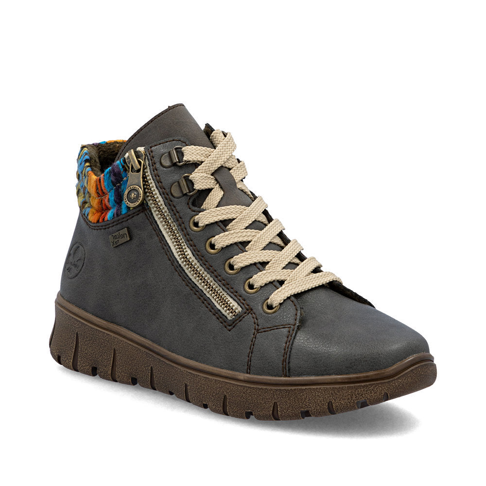 Rieker N1305 Lace Up Boots in Gray
