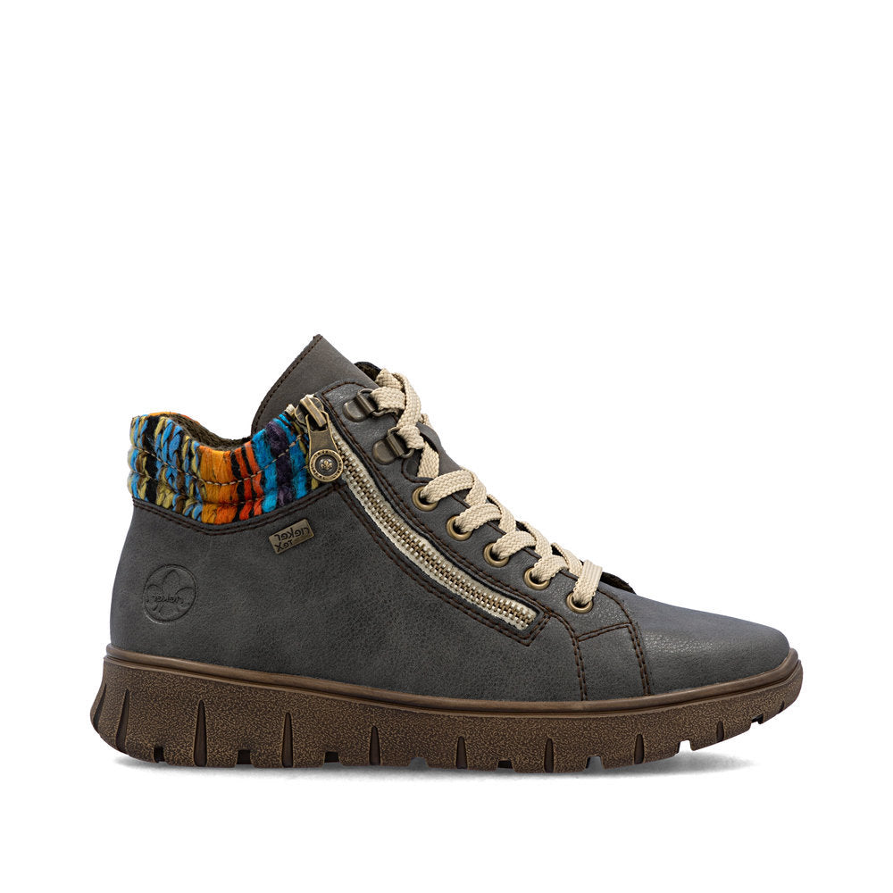 Rieker N1305 Lace Up Boots in Gray