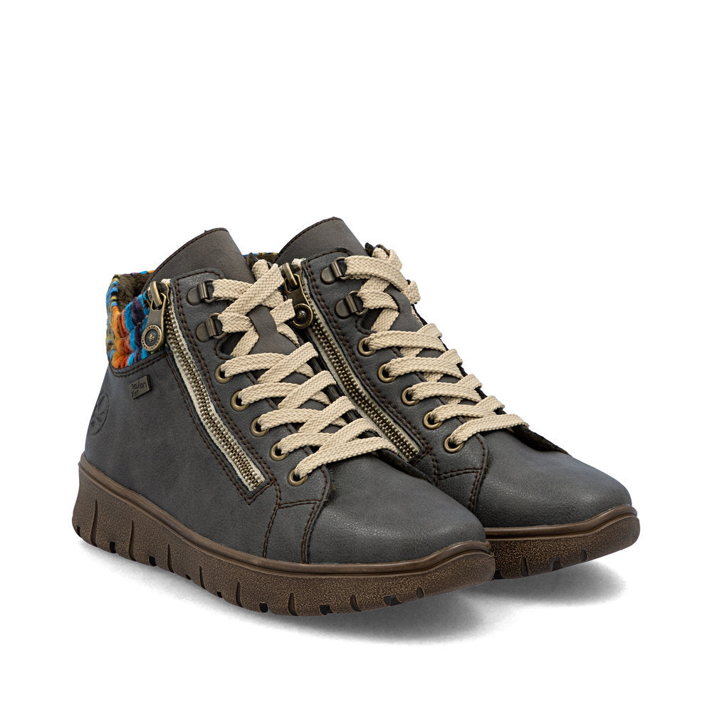 Rieker N1305 Lace Up Boots in Gray