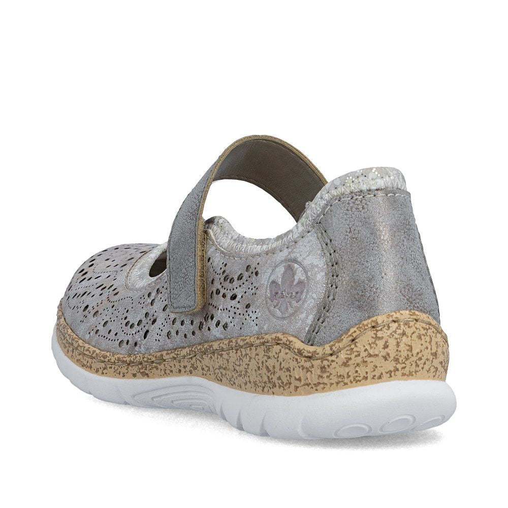 Rieker N4299 Mary Jane Casual Shoe in Metallic