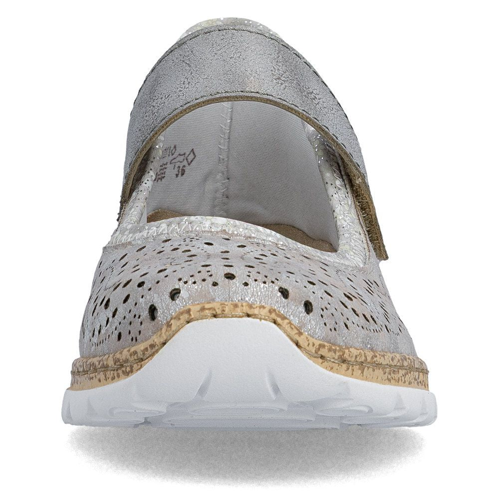 Rieker N4299 Mary Jane Casual Shoe in Metallic