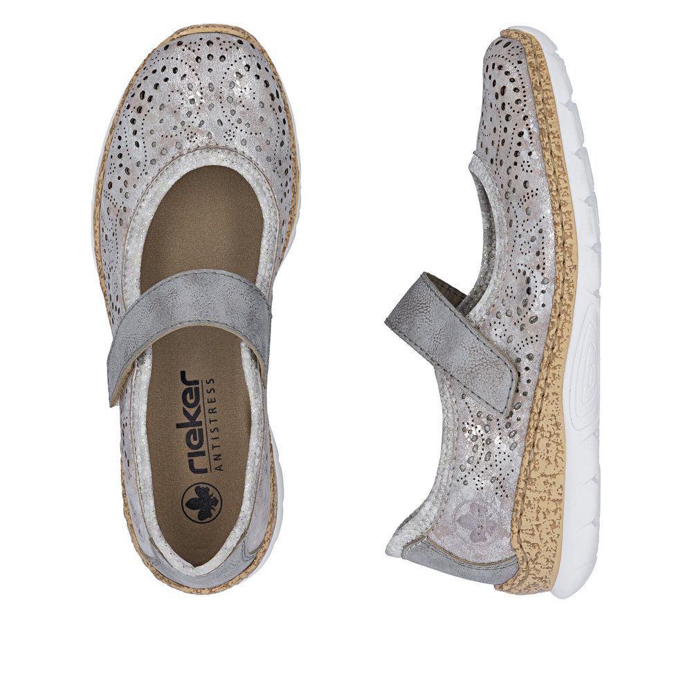 Rieker N4299 Mary Jane Casual Shoe in Metallic
