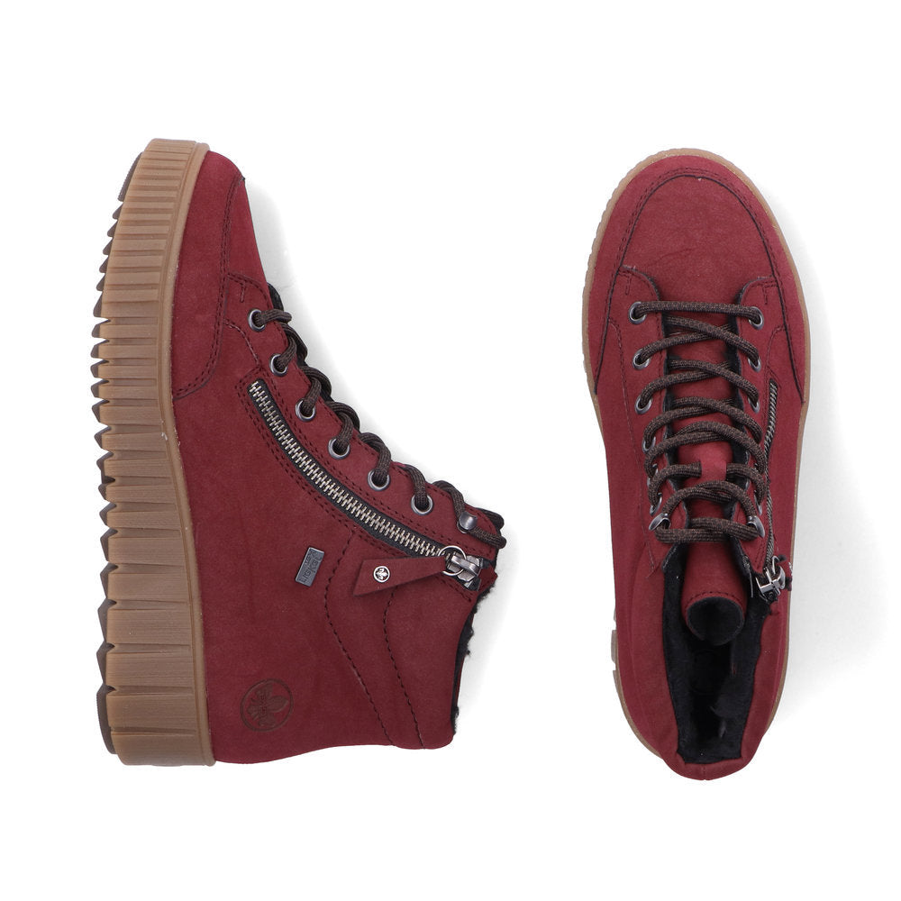 Rieker Y6104 Lace Up Boots in Red