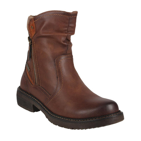 Brown leather boot with a zipper on a white background 541112-241.