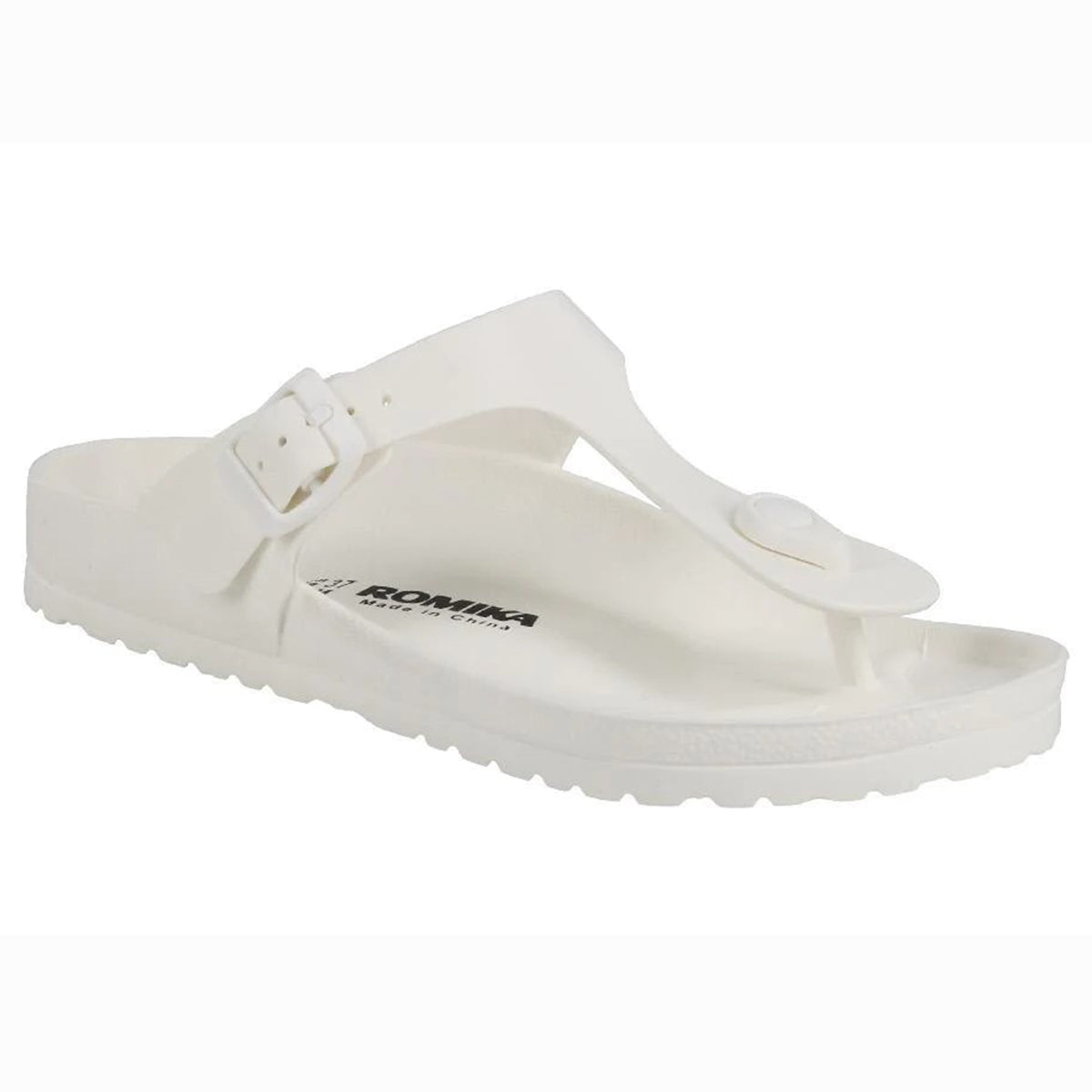White EVA thong sandal with adjustable buckle strap and contoured footbed, Style #4999077800