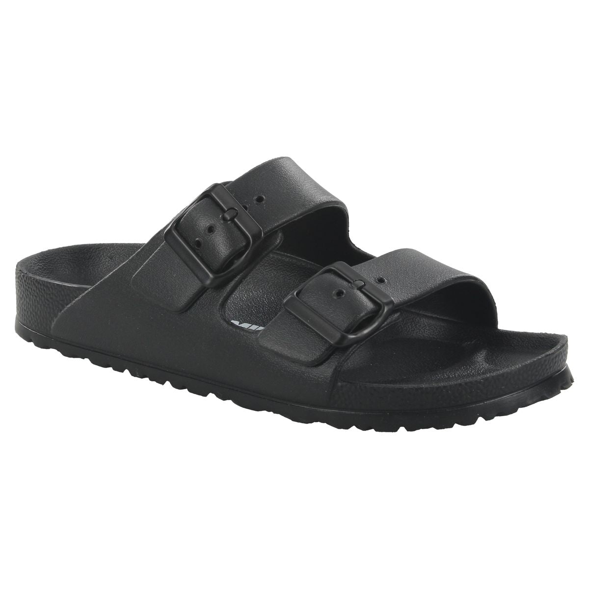 Men’s black waterproof EVA slide sandal with two adjustable buckle straps and a contoured footbed. Style #4999127810
