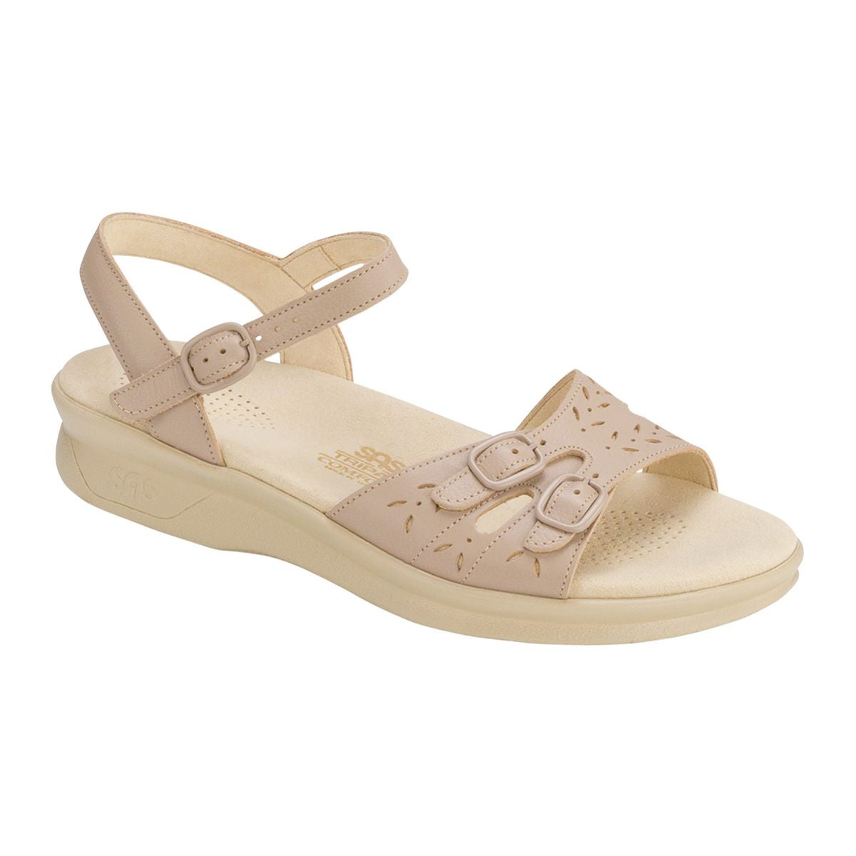 Women’s black leather sandal with three adjustable buckle straps, plush cushioned insole, and shock-absorbing sole—designed for personalized, comfortable all-day wear.
Style #0087-037