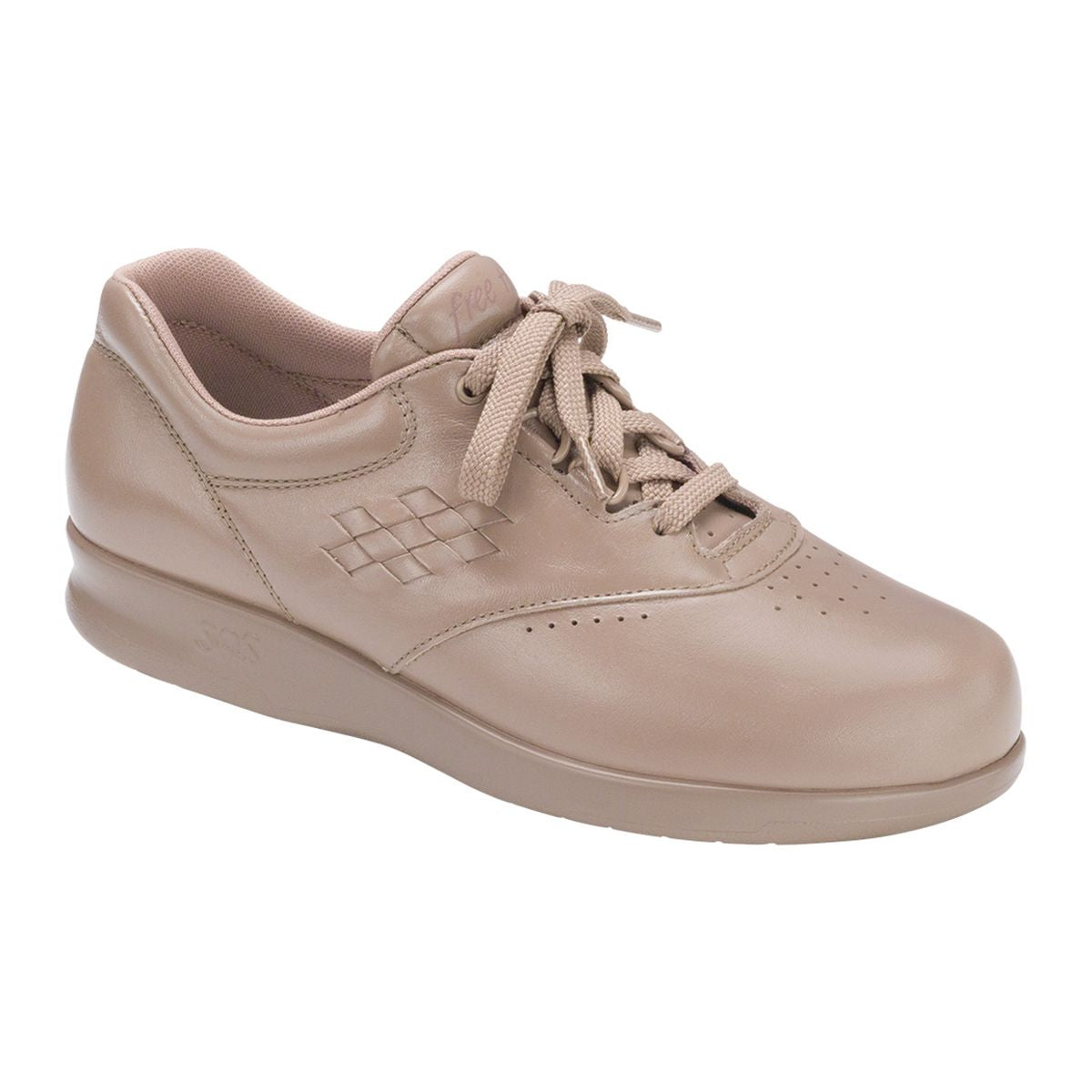 Black SAS Free Time women's walking shoe with lace-up design, cushioned sole, and soft fabric lining, shown from side angle highlighting ergonomic shape and sole flexibility. Style #0083-013