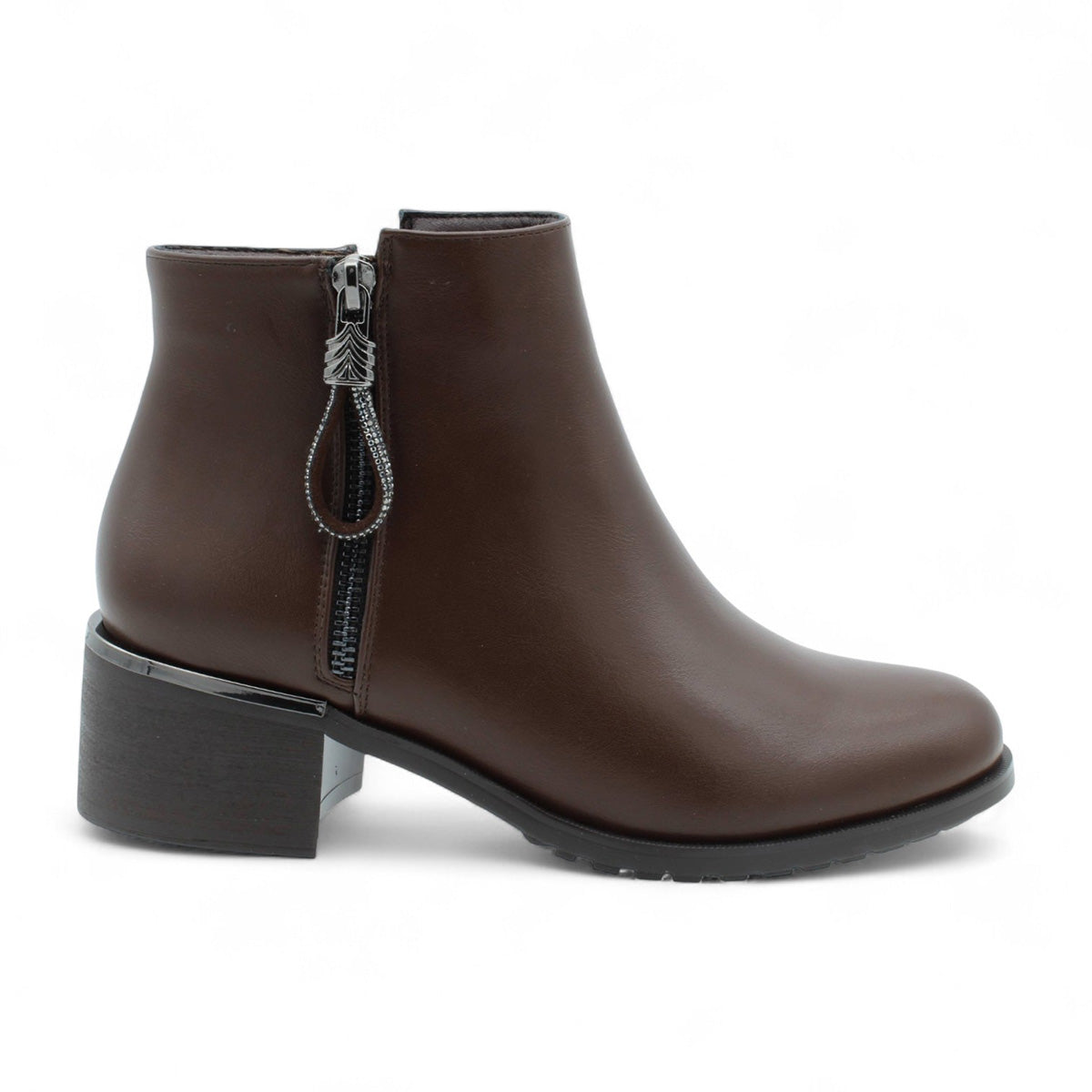 Stefania Italy F8152 Double Zip Dress Boot in Coffee