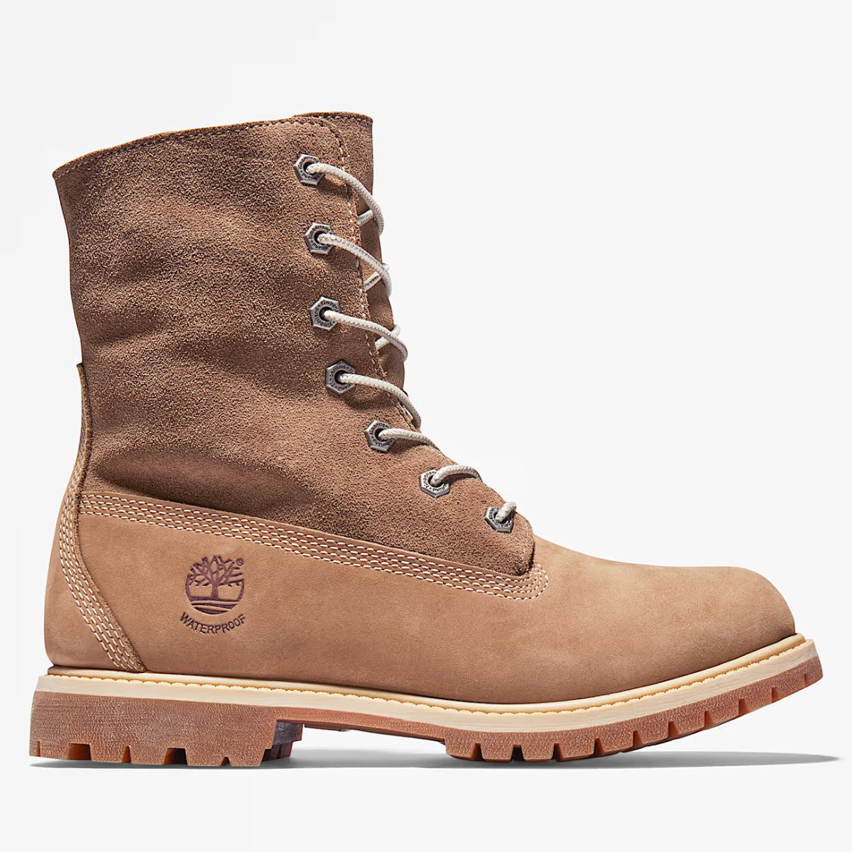 Timberland Women's Warm-Lined Waterproof Roll-Top Boot in Light Brown Nubuck