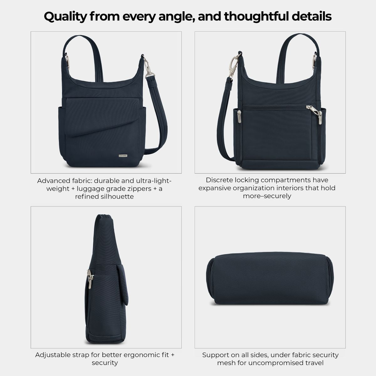 Travelon Women's Anti-Theft Classic Messenger in Midnight