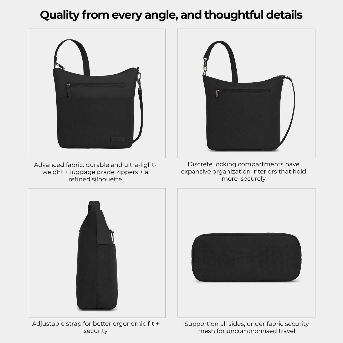 Travelon Unisex Anti-Theft Metro Crossbody in Black